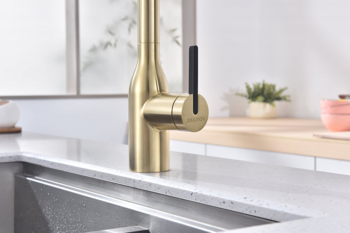 Смеситель для кухни Paulmark MAGNETO ONE, светлое золото, Ma213188-LG