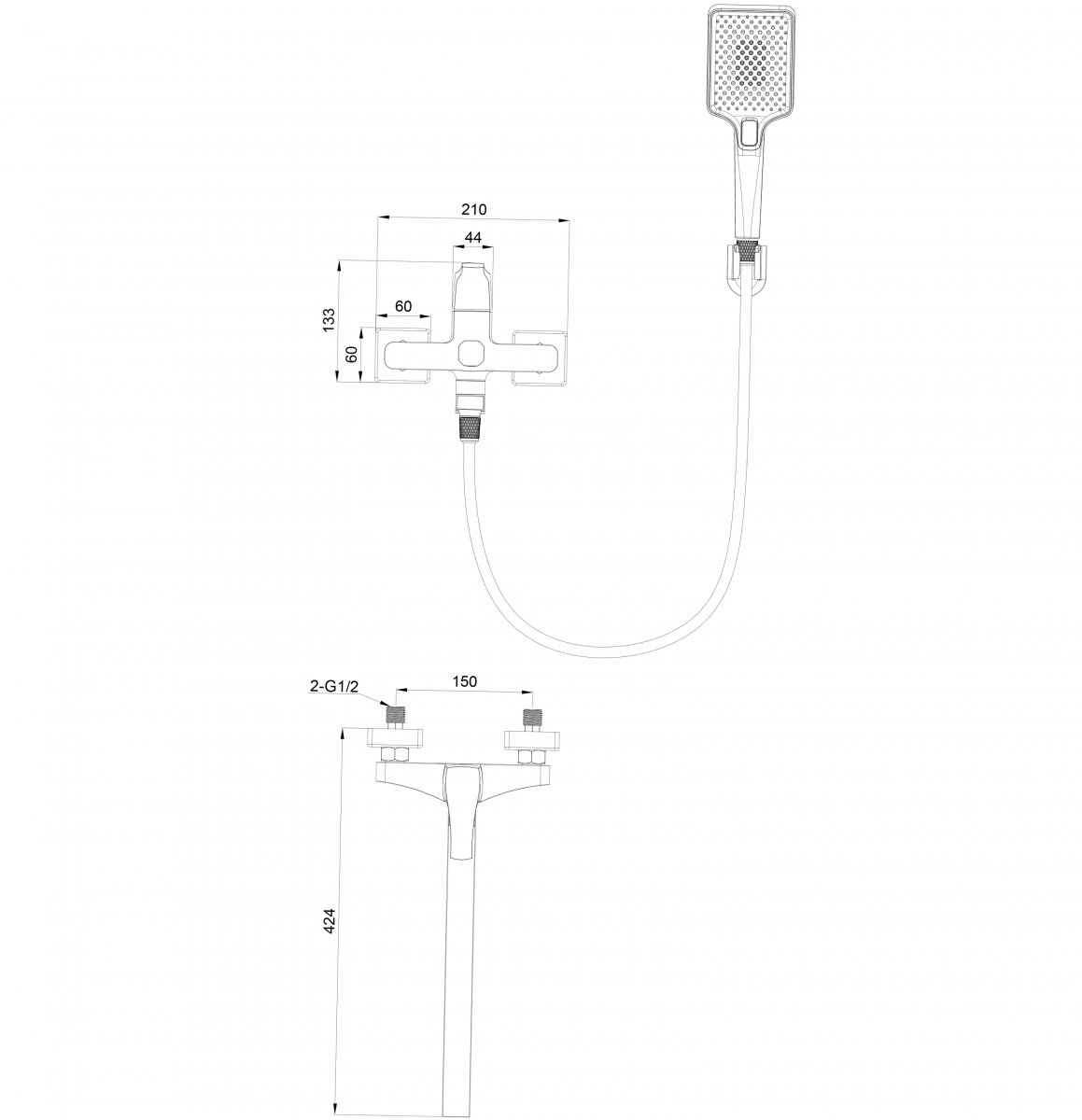 Смеситель для ванны WONZON & WOGHAND FLEX, Брашированное золото (WW-639906-BG)