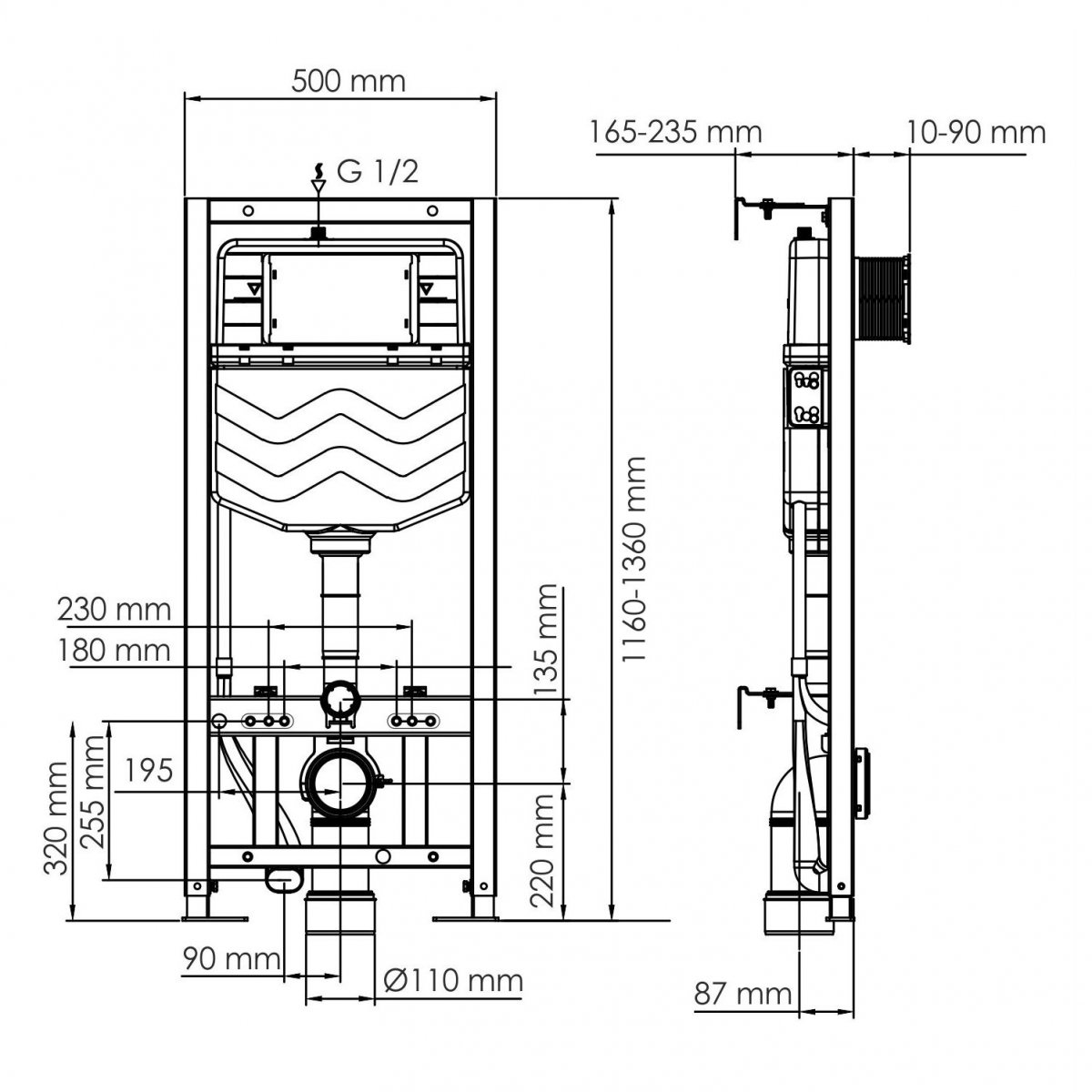 Система инсталляции для унитазов WasserKraft 10TLT.010.ME.WM04