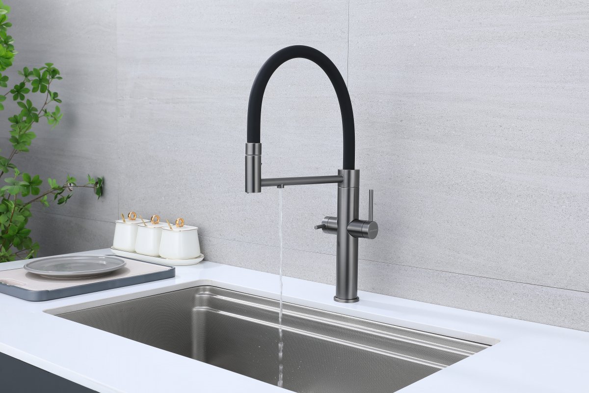 Смеситель для кухни Paulmark NEXUS, вороненая сталь, Ne213999-GM