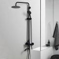Душевая система MELANA-F610107B Tondo нерж.сталь, черный, с тропическим душем, лейкой и смесителем
