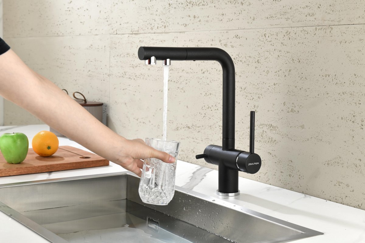 Смеситель для кухни Paulmark SERPENTINE, черный, Se213222-BLM