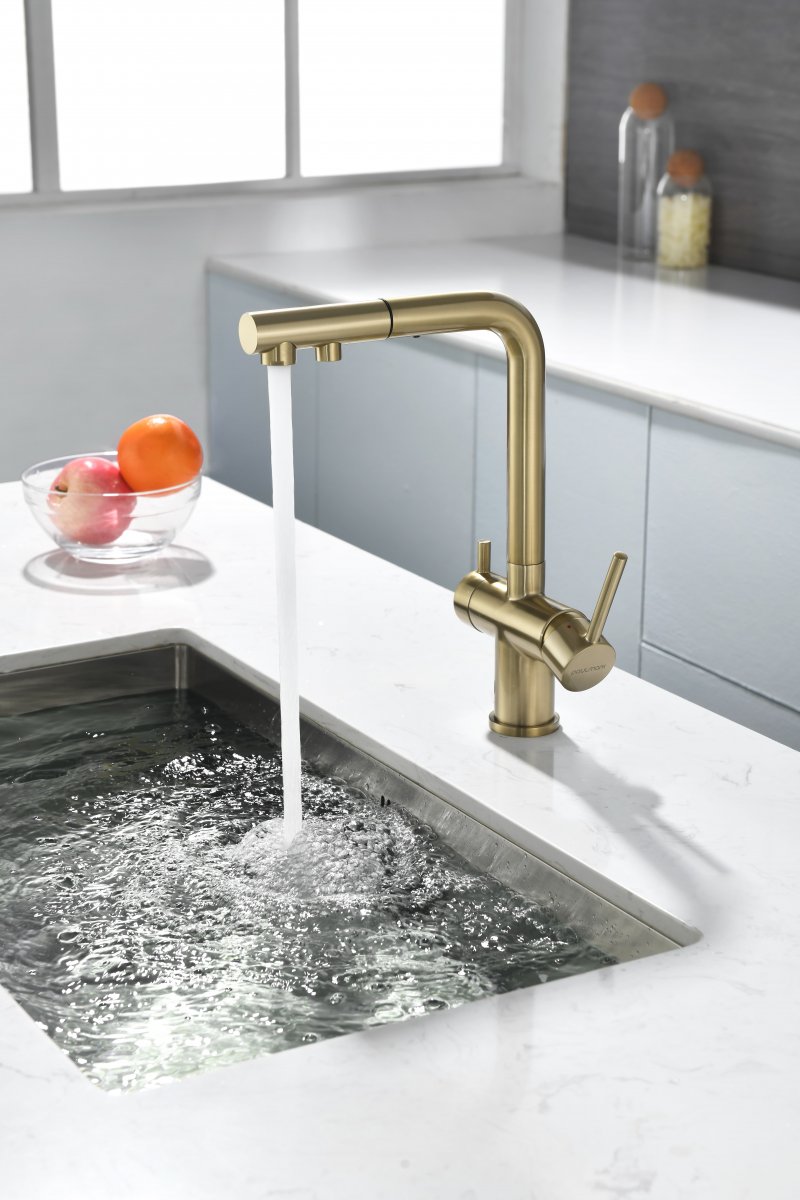 Смеситель для кухни Paulmark SERPENTINE, светлое золото, Se213222-LG