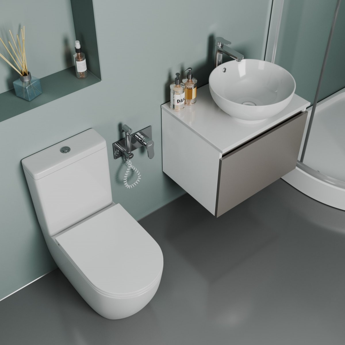 Унитаз напольный безободковый D&K Matrix DT1397016, белый