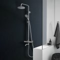 Душевая система MELANA-F610307-T Stello нерж.сталь, с тропическим душем, лейкой, термостатом