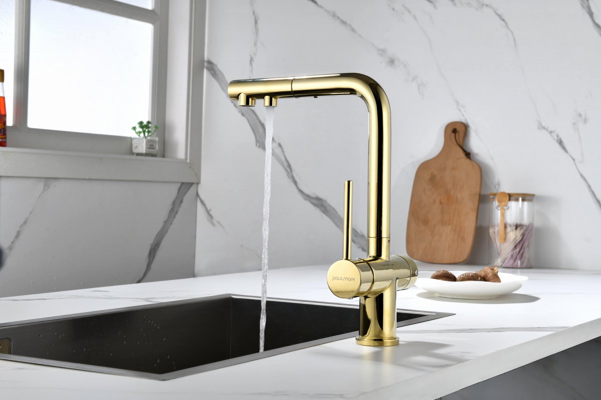 Смеситель для кухни Paulmark SERPENTINE, золото, Se213222-G