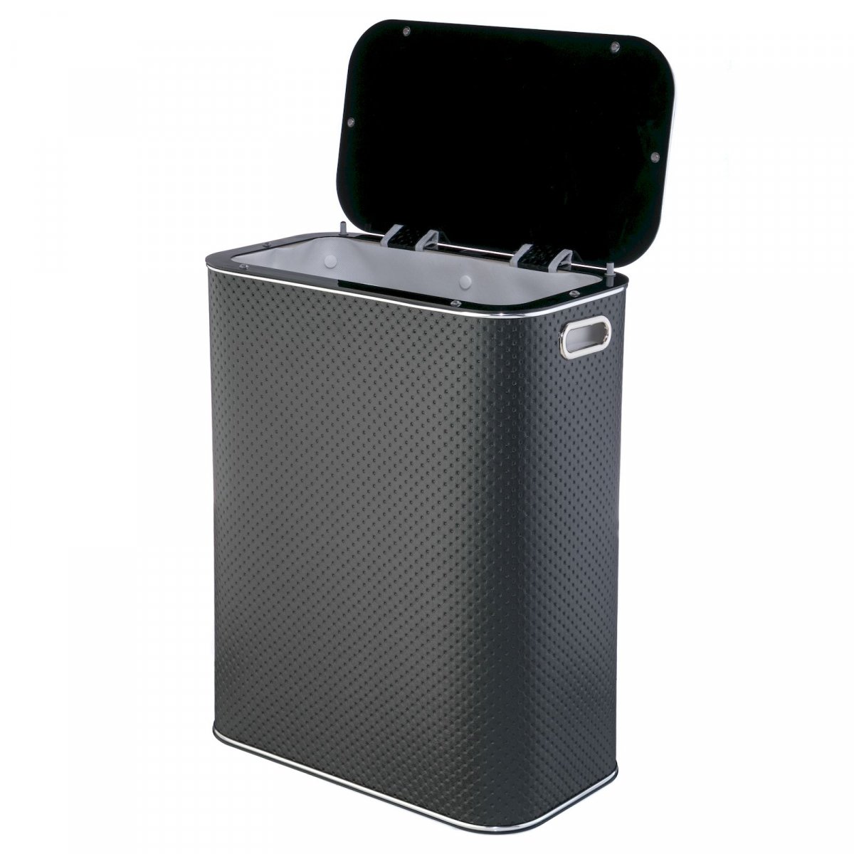Корзина для белья Geralis PBH-Bb PUNTO черная,черный каркас. кант хром, стандартная