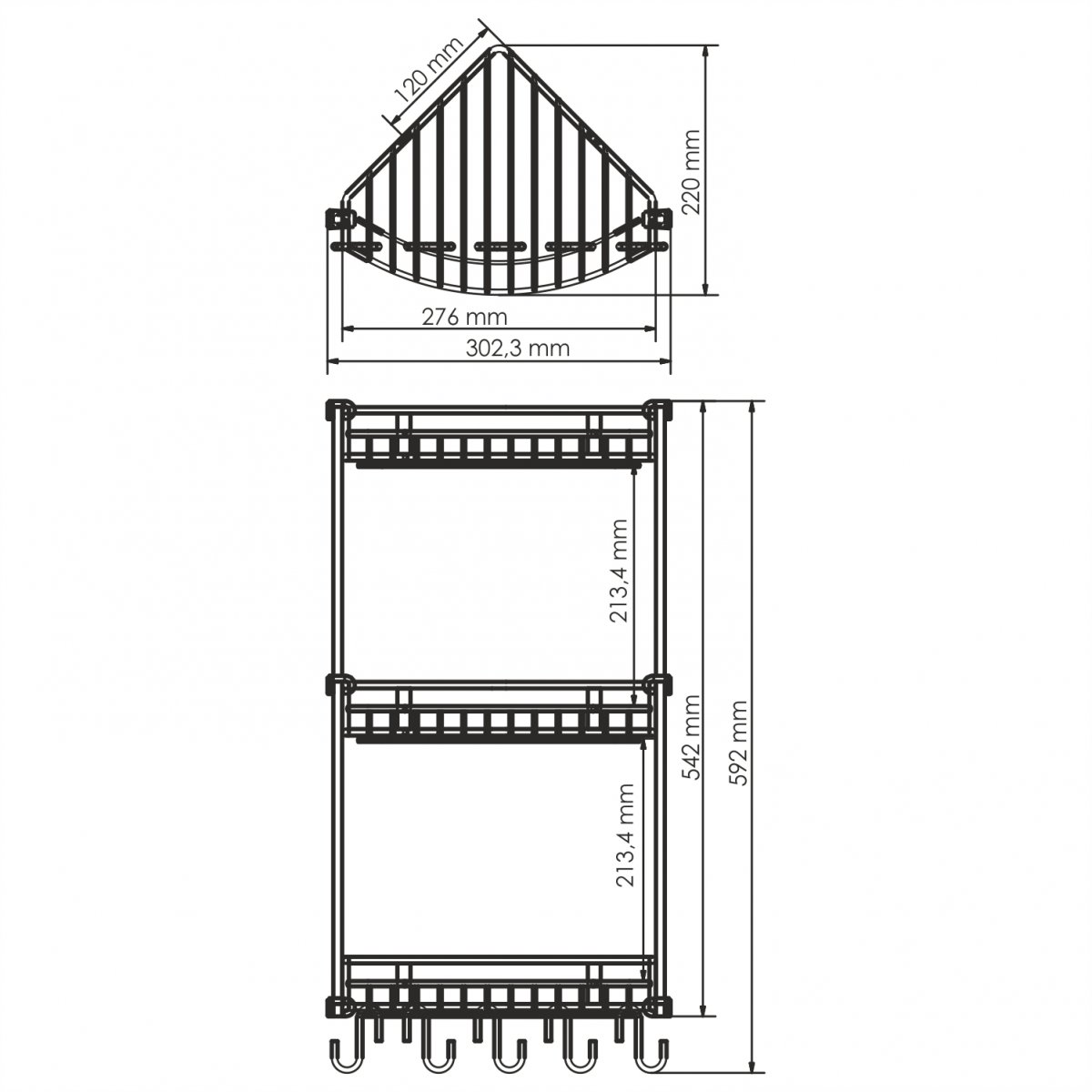 WasserKRAFT K-1233 Полка металлическая тройная