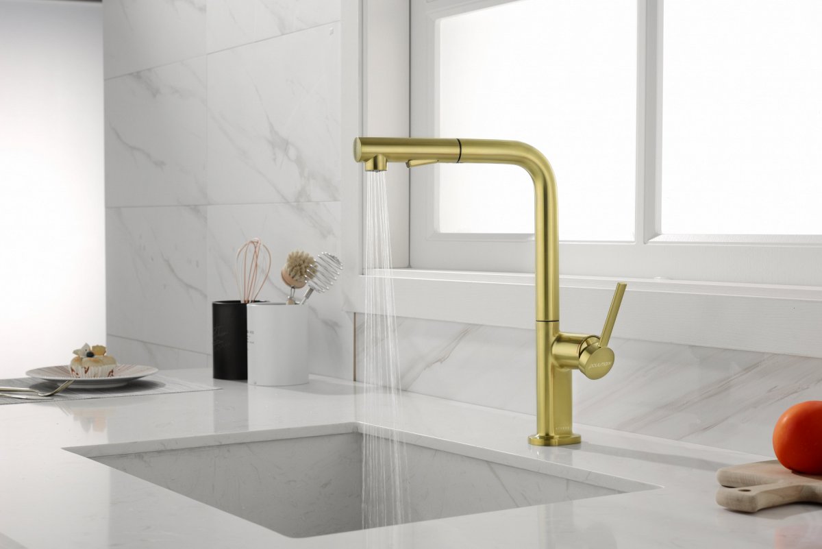Смеситель для кухни Paulmark NEO, брашированное золото, Ne214419-BG