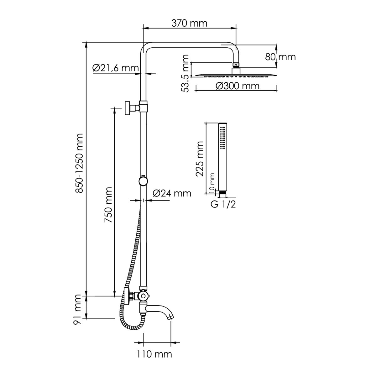 Душевая система Wasserkraft A188.116.137.010.CH Thermo