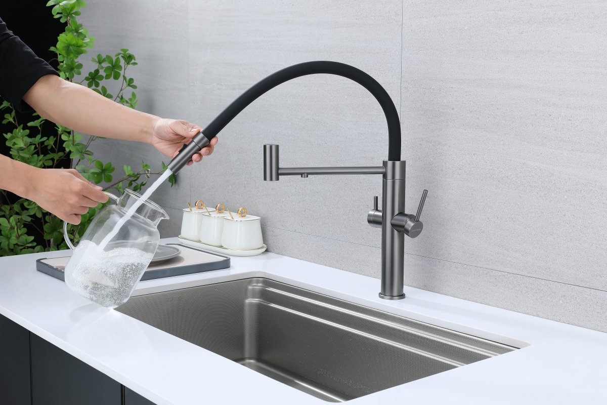 Смеситель для кухни Paulmark NEXUS, вороненая сталь, Ne213999-GM