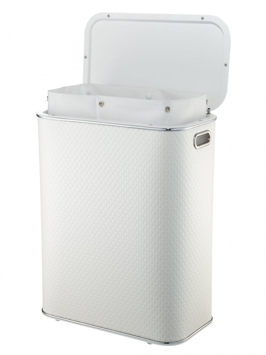 Корзина для белья Geralis NCWH-B Ромб белый, кант хром, стандартная