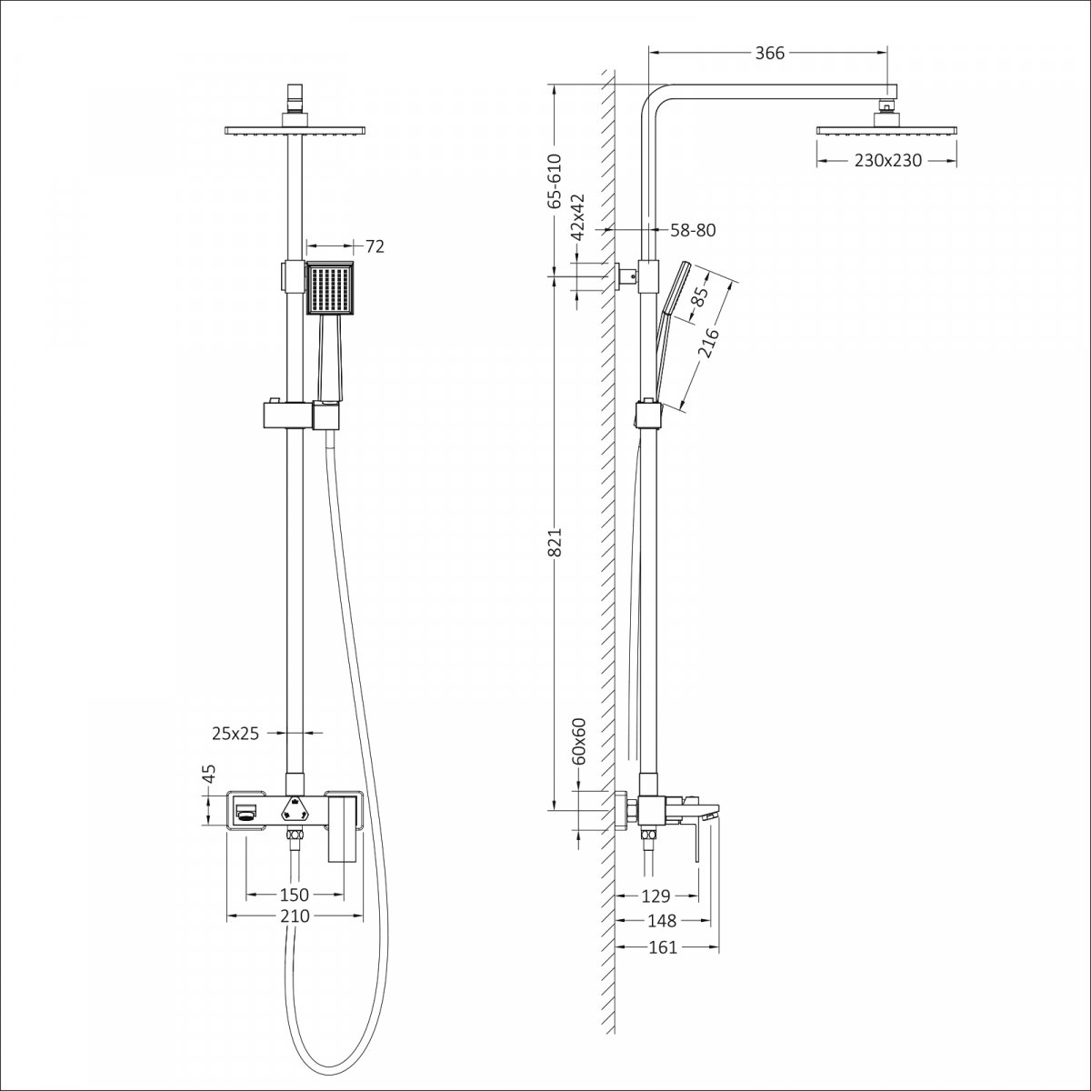 Душевая система TIMO Selene SX-1030/03, черный