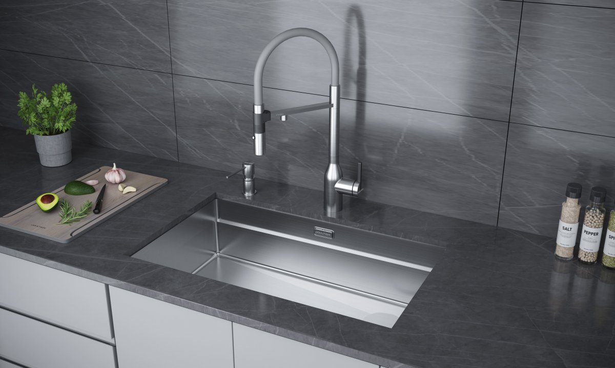 Смеситель для кухни Paulmark MAGNETO ONE, брашированная сталь, Ma213188-BS