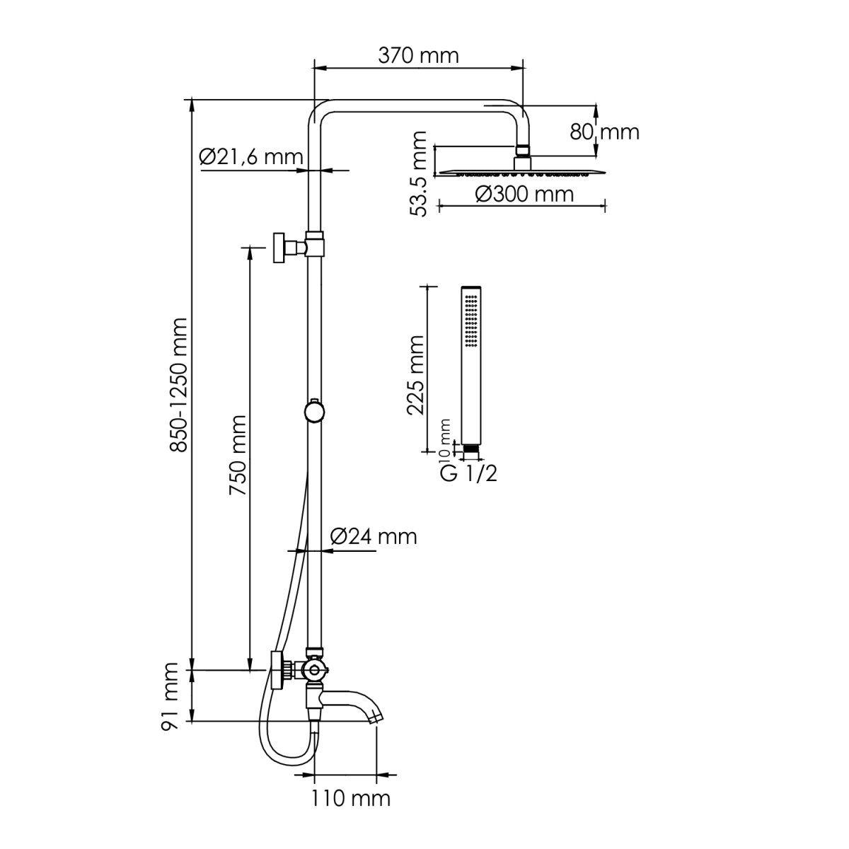 Душевая система Wasserkraft A288.160.217.BM Thermo