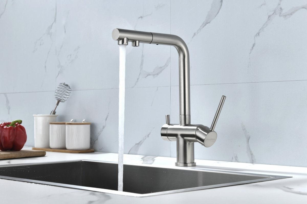Смеситель для кухни Paulmark SERPENTINE, брашированная сталь, Se213222-BS
