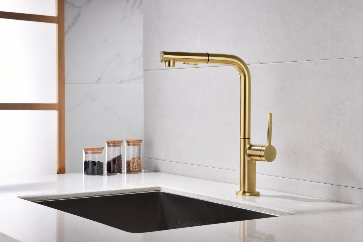Смеситель для кухни Paulmark NEO, светлое золото, Ne214419-LG