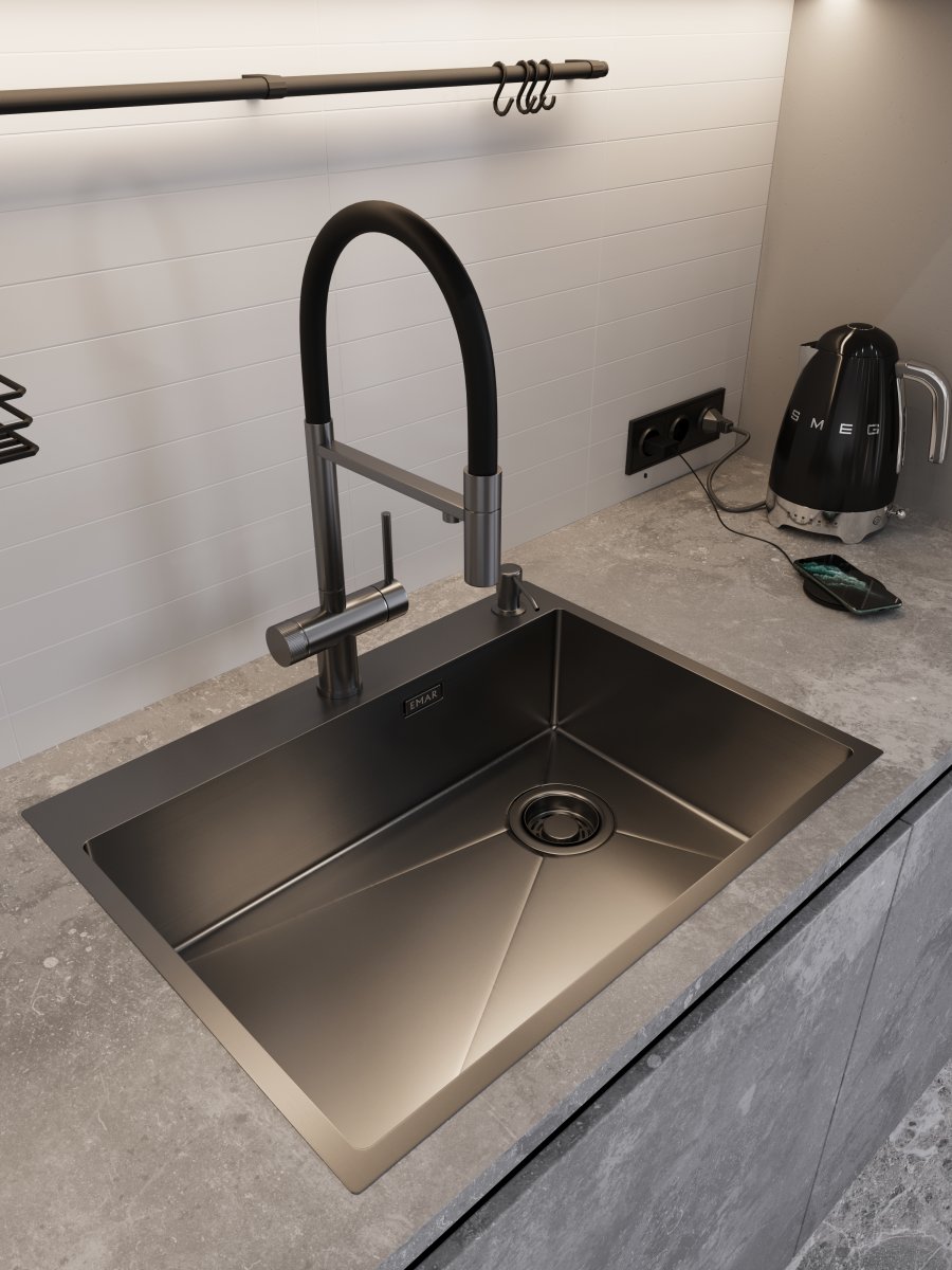 Мойка кухонная Emar EMB-660(TOP) PVD Golden, золото