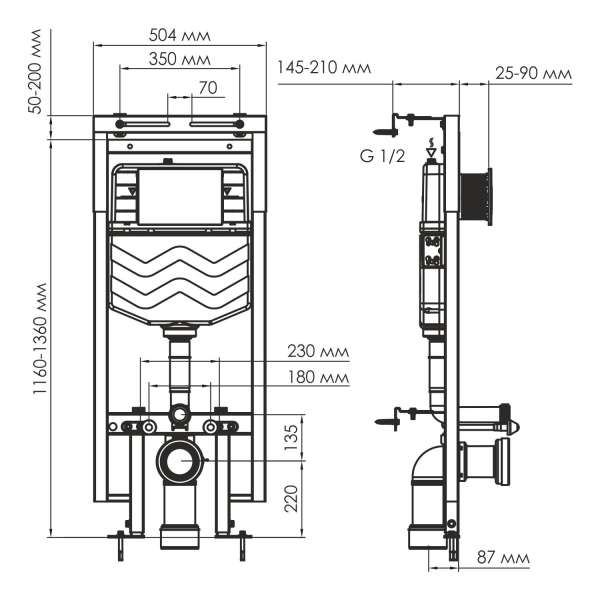 Система инсталляции для унитазов WasserKraft 58TLT.010.ME.WH01