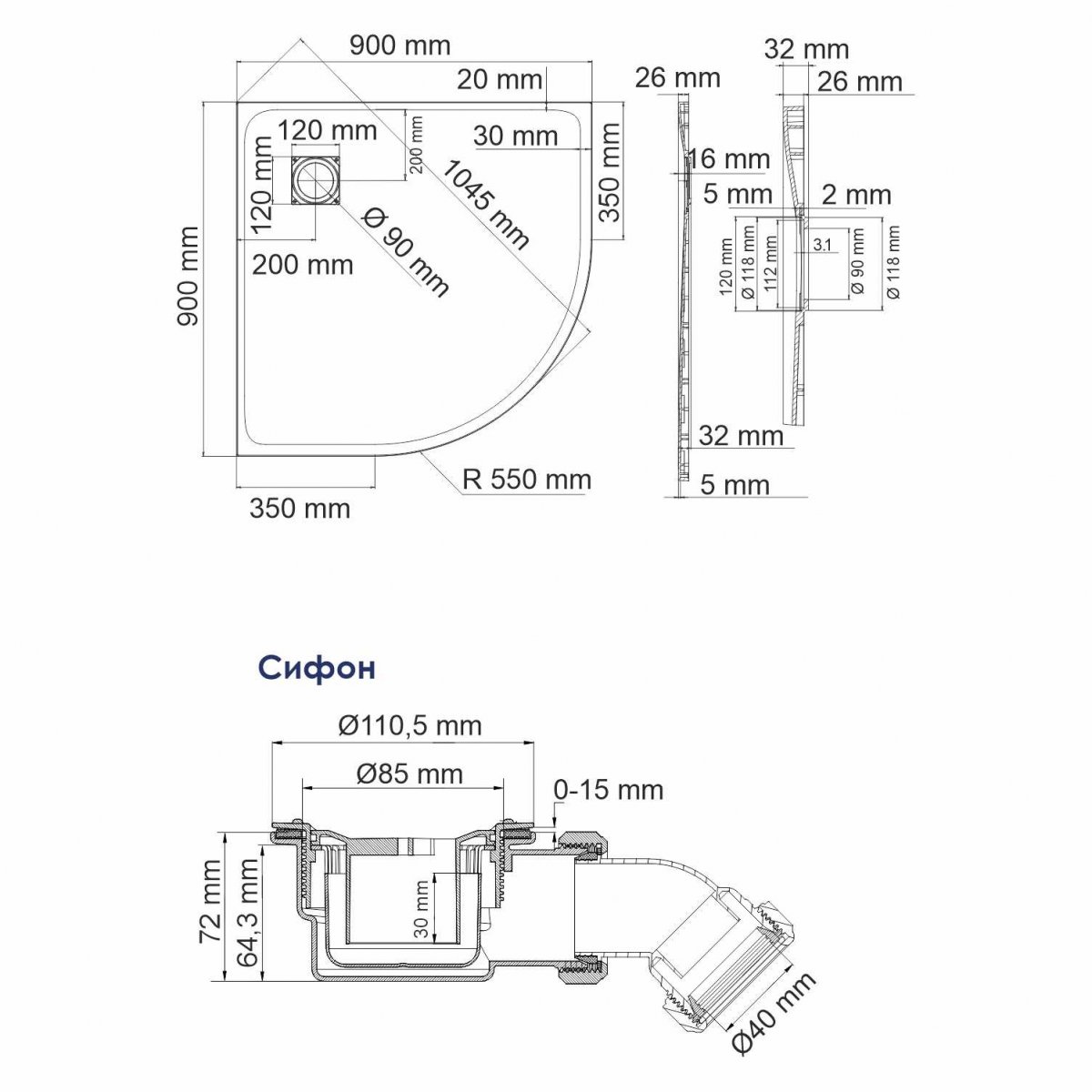 Душевой поддон WasserKraft 74T01