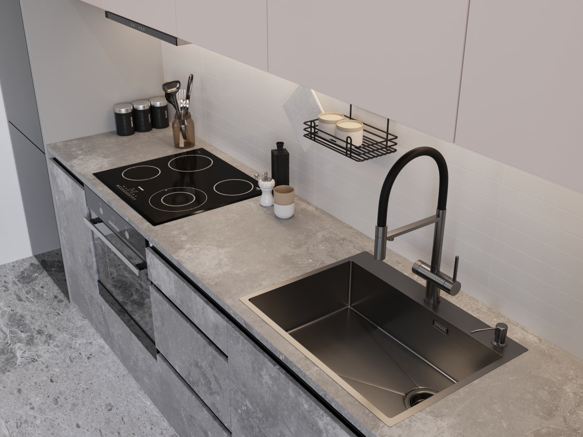 Мойка кухонная Emar EMB-660(TOP) PVD Golden, золото