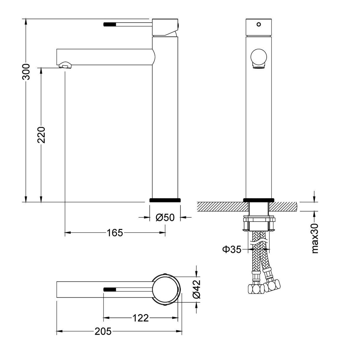 Смеситель для раковины TIMO Saona 2311/18F, черное золото
