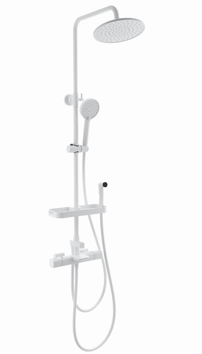 Душевая система с термостатом WONZON & WOGHAND Plate, Белый матовый (WW-C3017-A1-MW)