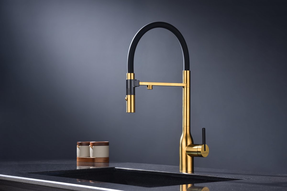 Смеситель для кухни Paulmark MAGNETO ONE, брашированное золото, Ma213188-BG