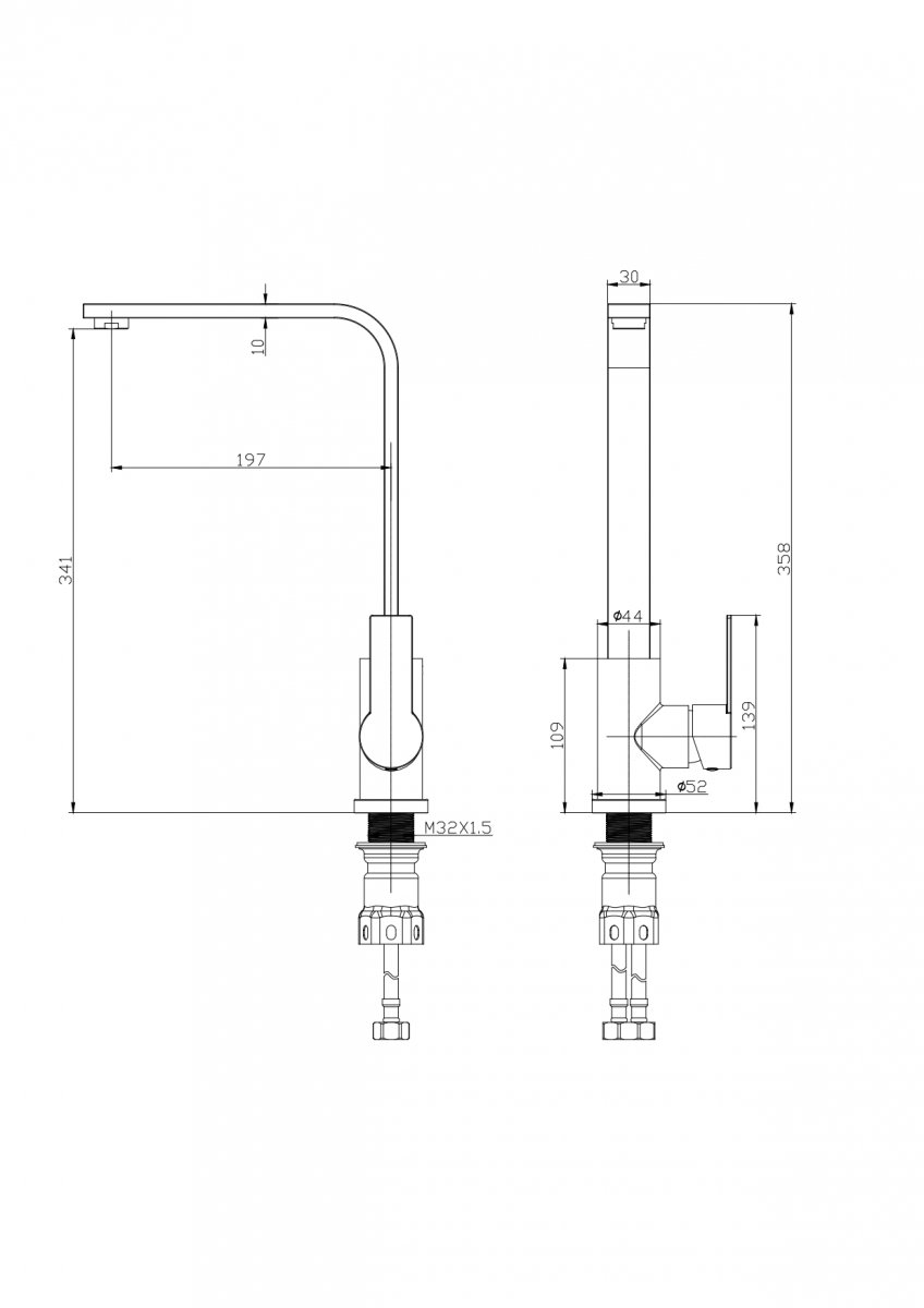 Смеситель для кухни WONZON & WOGHAND,  Брашированный никель (WW-AE4550-BS)