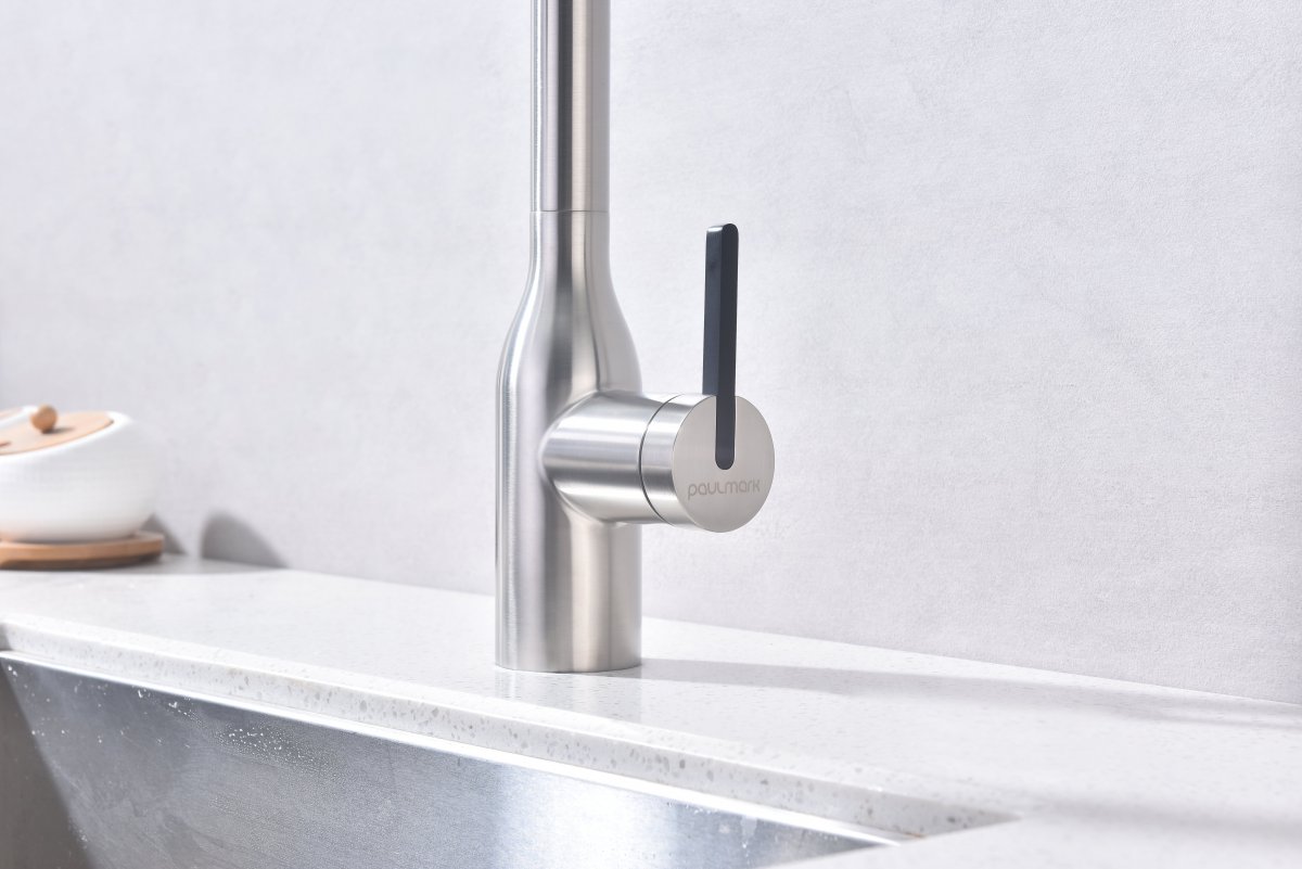 Смеситель для кухни Paulmark MAGNETO ONE, брашированная сталь, Ma213188-BS
