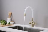 Смеситель для кухни Paulmark SALIX, бронза, белый шланг, Sa213419-BRw