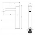 Смеситель для раковины высокий WONZON & WOGHAND STICK, Черный матовый (WW-88239017-MB)