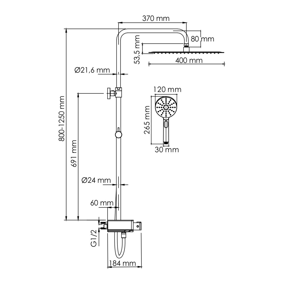 Душевая система Wasserkraft A113.119.127.CH Thermo