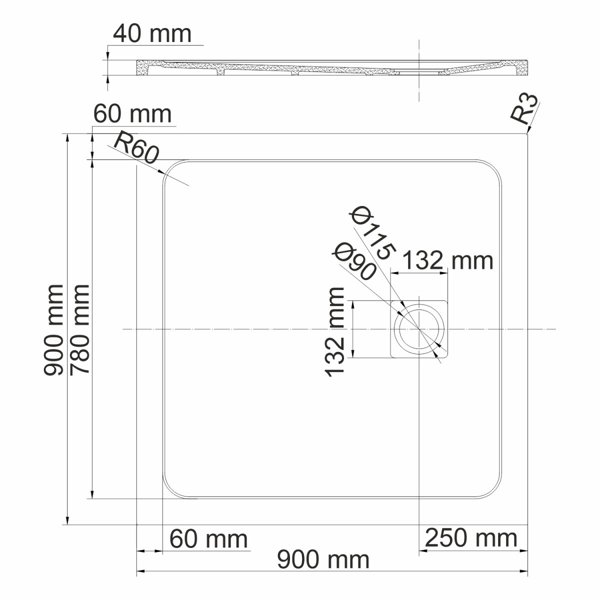 Душевой поддон WasserKraft 19T03