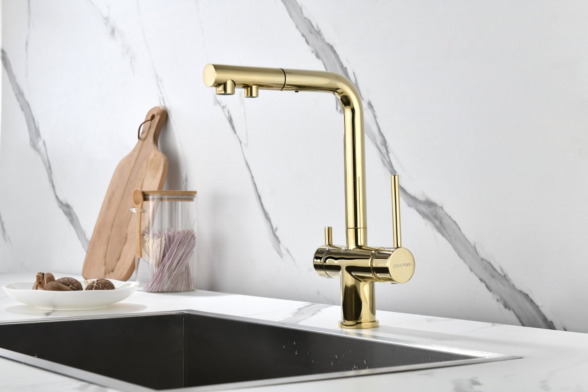Смеситель для кухни Paulmark SERPENTINE, золото, Se213222-G