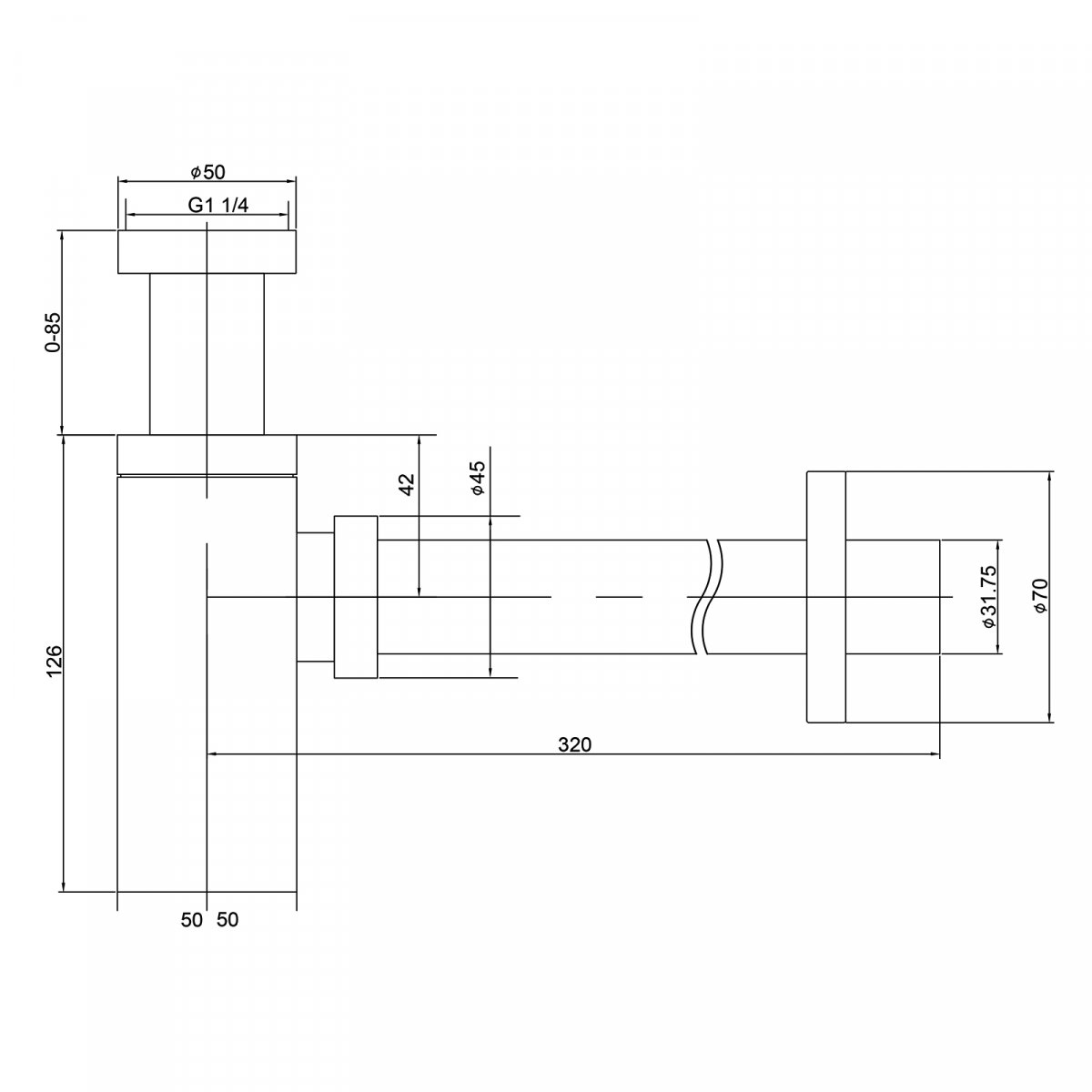 Сифон для раковины TIMO 959/00L, хром