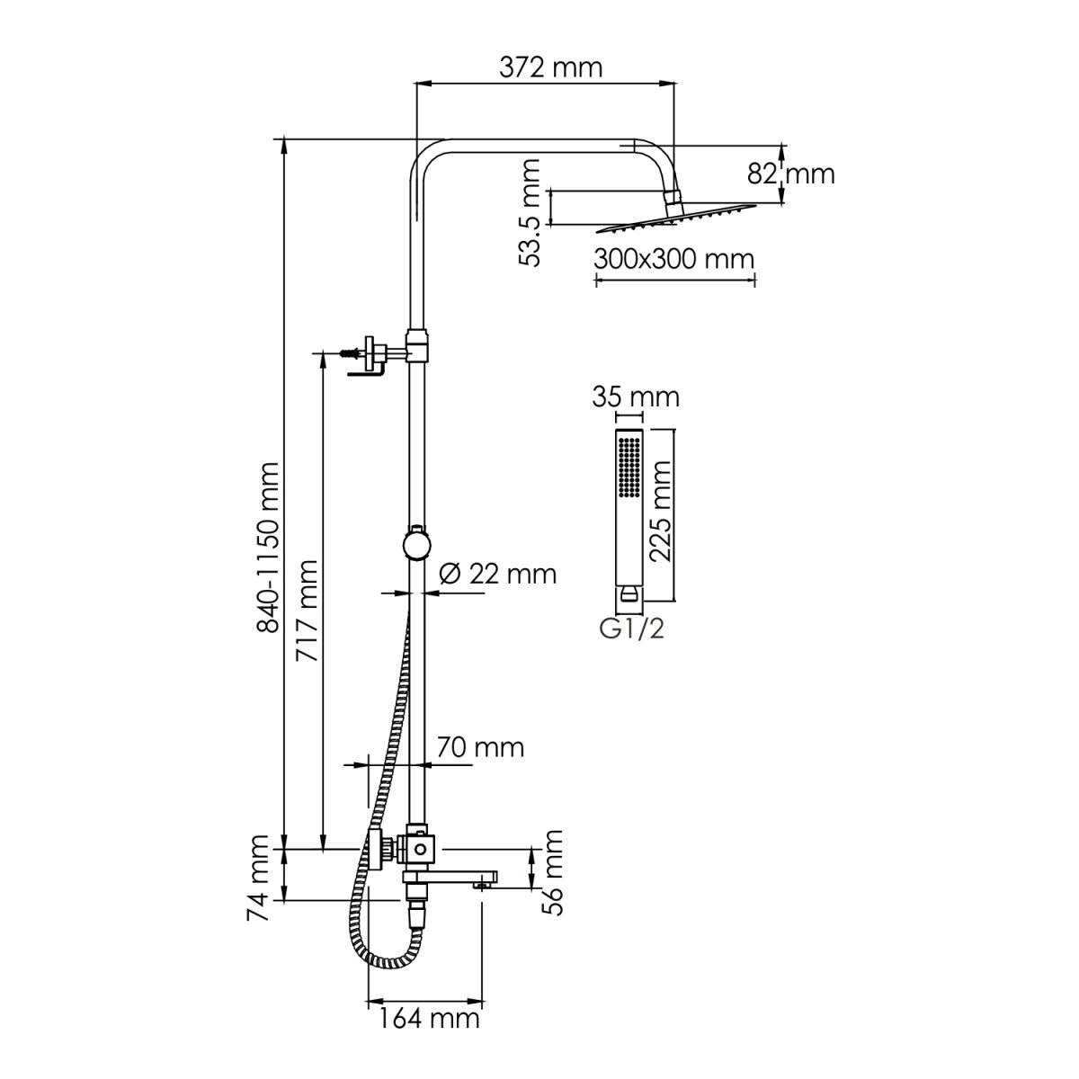 Душевая система Wasserkraft A199.118.103.010.CH Thermo