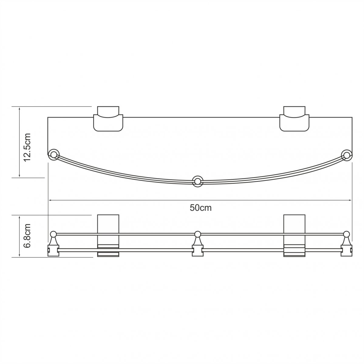 WasserKRAFT Leine K-5044WHITE Полка стеклянная с бортиком